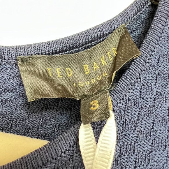 NWT Ted Baker Size 3 Ottoman Skater Dress Stripe Dark Blue - Picture 7 of 11